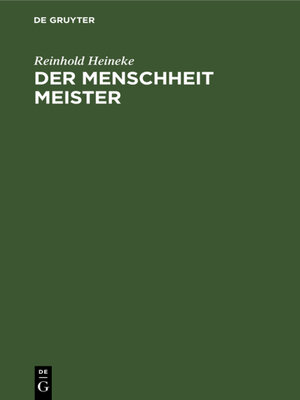 cover image of Der Menschheit Meister
